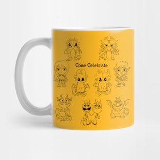 Come celebrate, my first party, nursery party, halloween kids costume, httyd coloring Mug